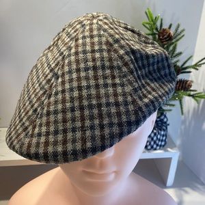 H&M Paperboy Brown Check 100% Wool Ap Hat Unisex